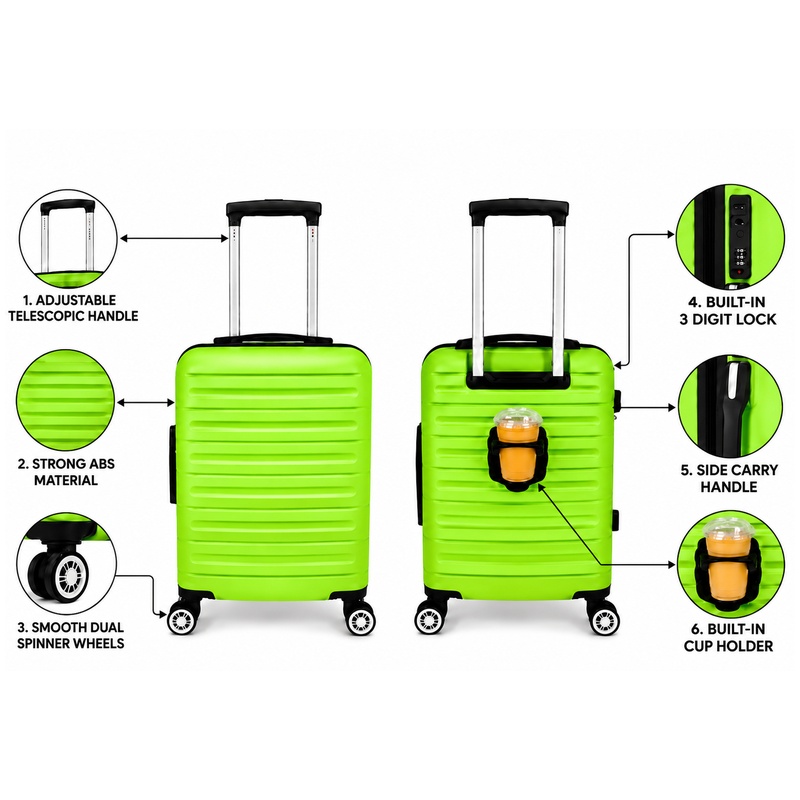 (image for) T-HC-US-1861 Lime Green EasyJet Approved Cabin Suitcase